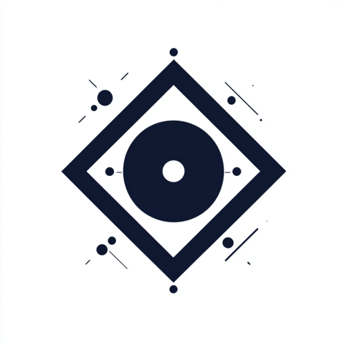 Modern indigo symbol for tech innovator on white background.