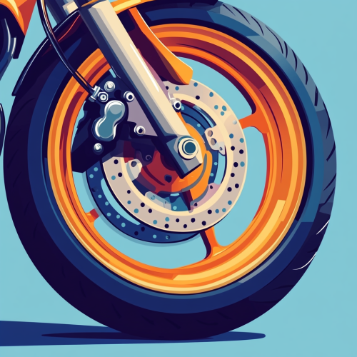 Motorcycle wheel on road