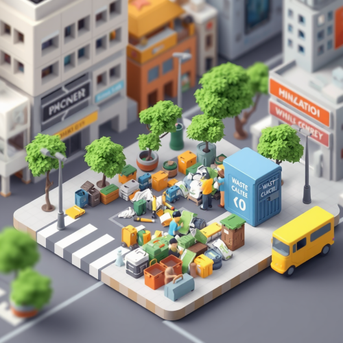 Mumbai's Waste Collection: Minimal Isometric View, Low Poly
