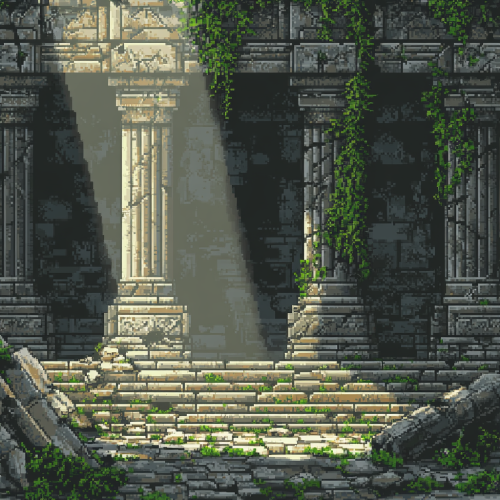 Mysterious Ancient Temple Scene in Classic RPG Style