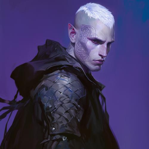 Mysterious Drow Male with Celtic Tattoos