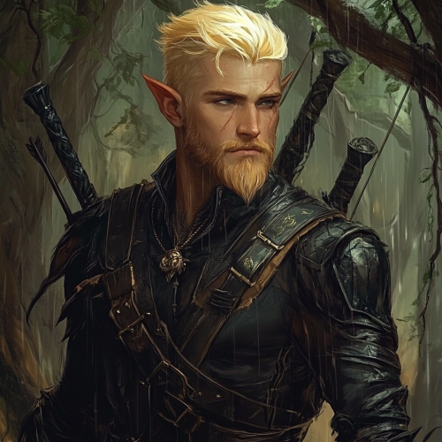 Mysterious Half-Elf Ranger in Dark Woods