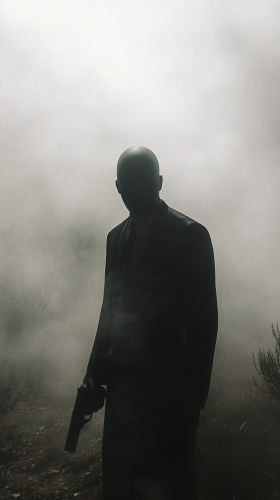 Mysterious men in black with no faces creeping