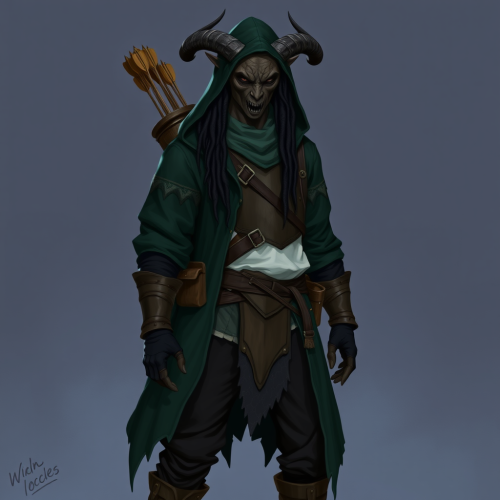 Mysterious tall ranger with wooden mask in robe.