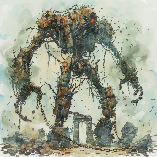 Mysterious toll guardian formed from iron and stone.