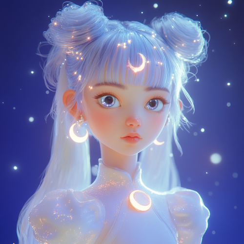 Mystical Futuristic Young Girl in Whimsical Dreamland Mystical Futuristic Young Girl in Whimsical Dreamland