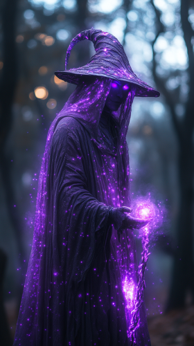 Mystical Purple Witch in Enchanted Forest