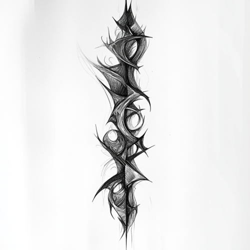 Mystical Totem: Abstract Artwork in Ink