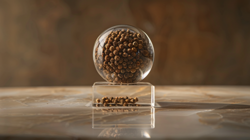 Mystique Kampot Peppercorns in Glass Orb Display