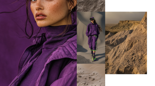 Nature Landscape with Dark Purple and Lime Accents