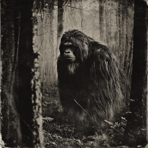 Nighttime forest photo of mysterious, hairy creature