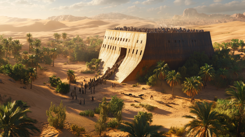 Noah and His Family Enter the Enormous Ark