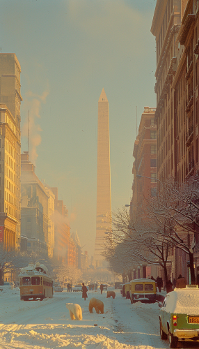 Obelisk of Buenos Aires on Corrientes Avenue, blurred background.