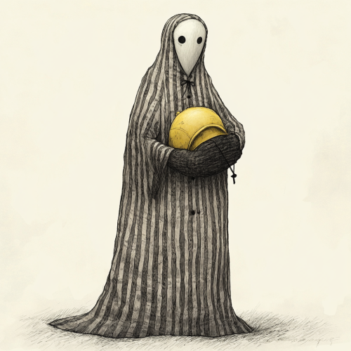 Odd figure in long robe, emotionless and eerie. Odd figure in long robe, emotionless and eerie.