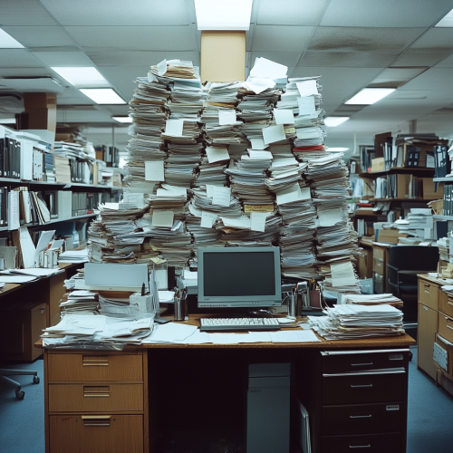 Overwhelming Office Work Desk - AI Image