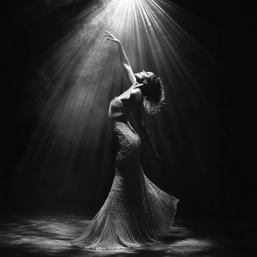 Passionate flamenco dancer in dramatic spotlight pose.