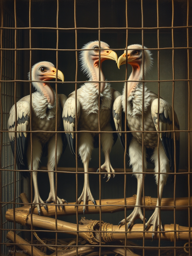 Paul Wunderlich's Three Caged Vultures Artwork