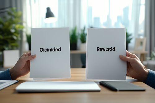 Person holding Original and Revised documents, concept of change