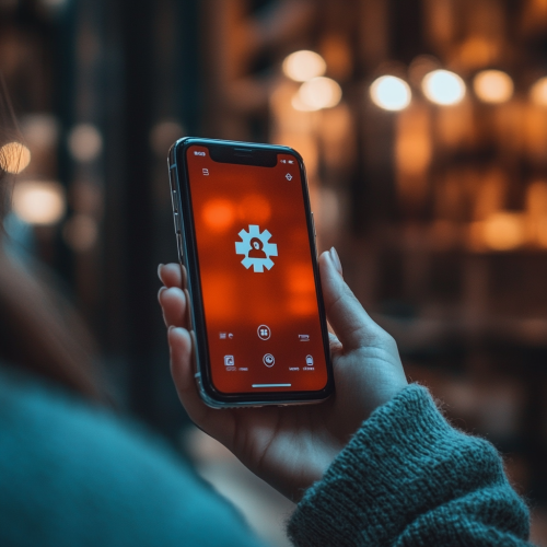 Person reaching for phone to call 911 in urgency