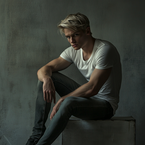 Photo of man model in Calvin Klein ad