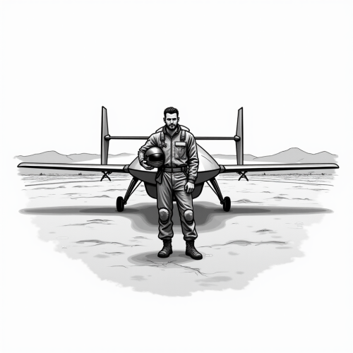 Pilot with Helmet in Desert by eVTOL