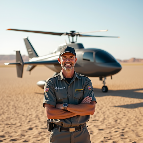 Pilot with His eVTOL in the Desert