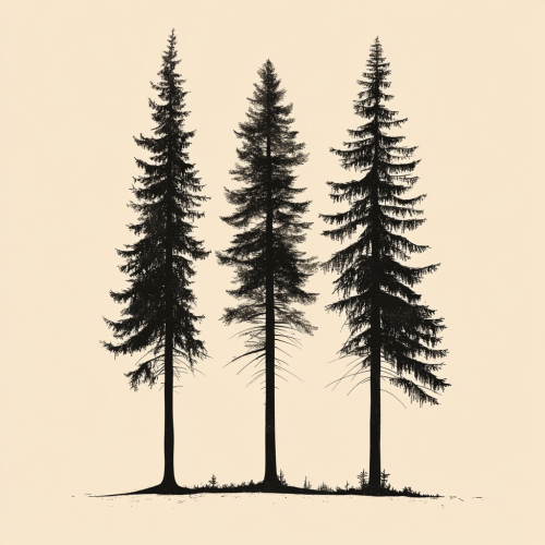 Pine Trees in Retro Style Postcard