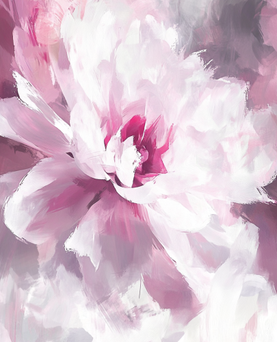 Pink and White Dahlia in Painterly Style