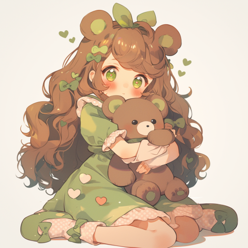 Pixar character is woman with bear, cute clothes.