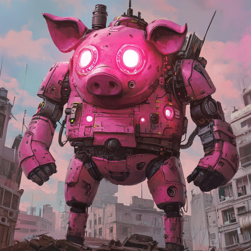 Playful Pig-Like Robot Roams Abandoned City