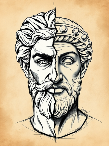 Pop Art Sketch of Zeus and King David