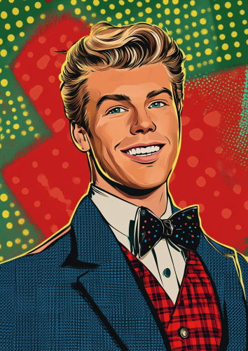 Pop Art illustration of young man in smiling pose.