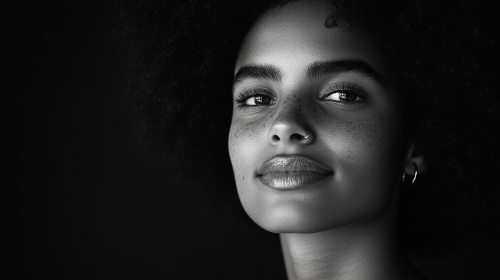 Portrait of Brazilian Girl in Editorial Black & White