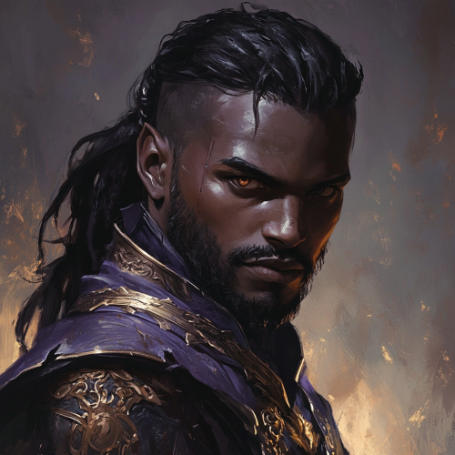 Portrait of Evil Male Dark-skinned Drow Necromancer Druid