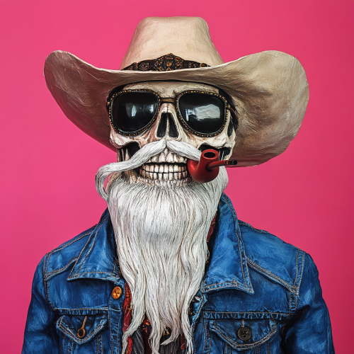 Portrait of Smiling Cowboy Skull with Aviator Sunglasses