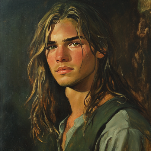 Portrait of a 16-year-old bard with green hair