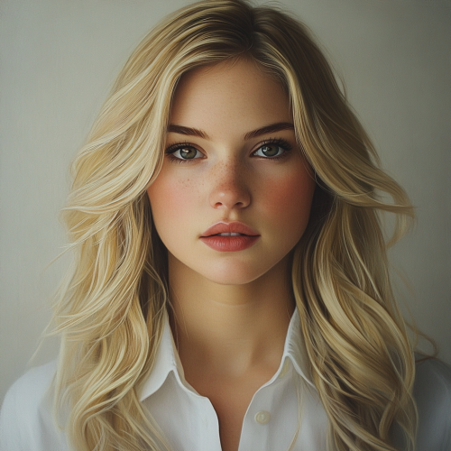 Portrait of a Blonde Woman with Wavy Hair
