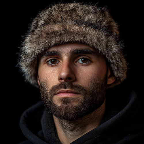 Portrait of a man in fur hat