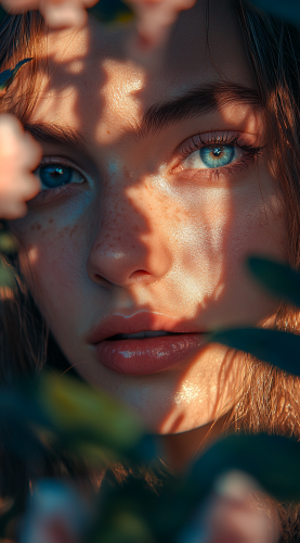 Portrait of a realistic woman on Sony camera