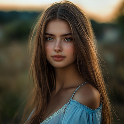 Portrait of a young woman in a village