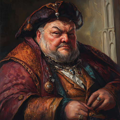 Portrait of chubby older gentleman in Renaissance attire