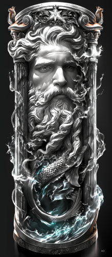 Poseidon Tattoo Design: Hyperrealistic Chicano Style Image Poseidon Tattoo Design: Hyperrealistic Chicano Style Image