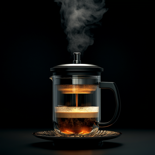 Pouring French press coffee into fancy cup