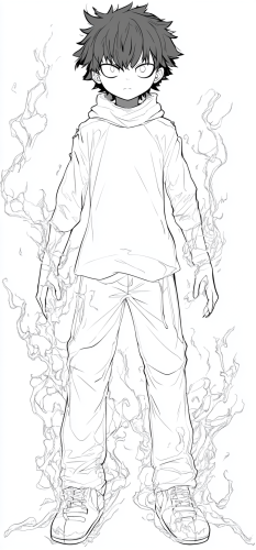 Powerful anime character with Chakra Energy in Horror Style