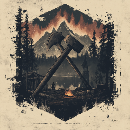 Pre workout label design: survival in post apocaliptic wilderness.