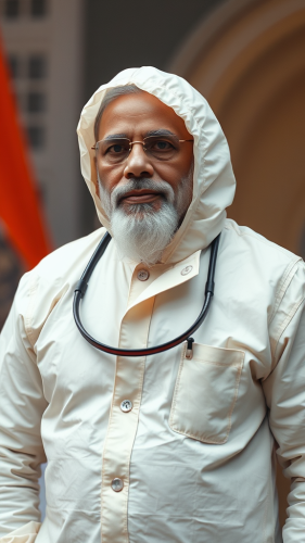 Prime Minister Modi in a Hazmat Suit