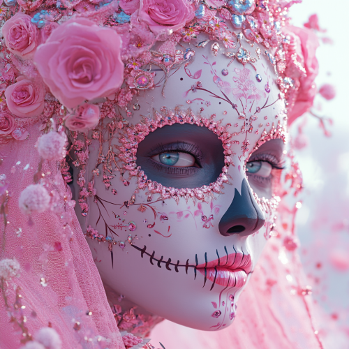Princess in Dia de los Muertos-themed magical illustration.