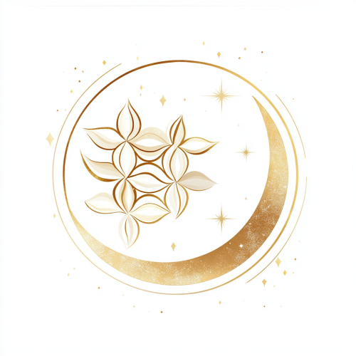 Professional logo for therapy center: Flower of Life, sun, moon, stars.