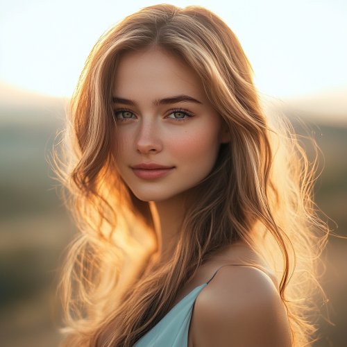 Professional portrait of elegant woman in evening dress.