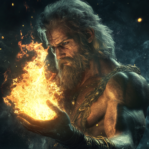 Prometheus steals fire from Zeus in dramatic scene